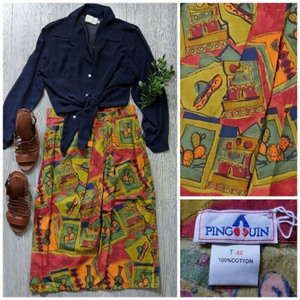 𝅺vintage MEXICAN CACTUS SOMBRERO FIESTA WRAP